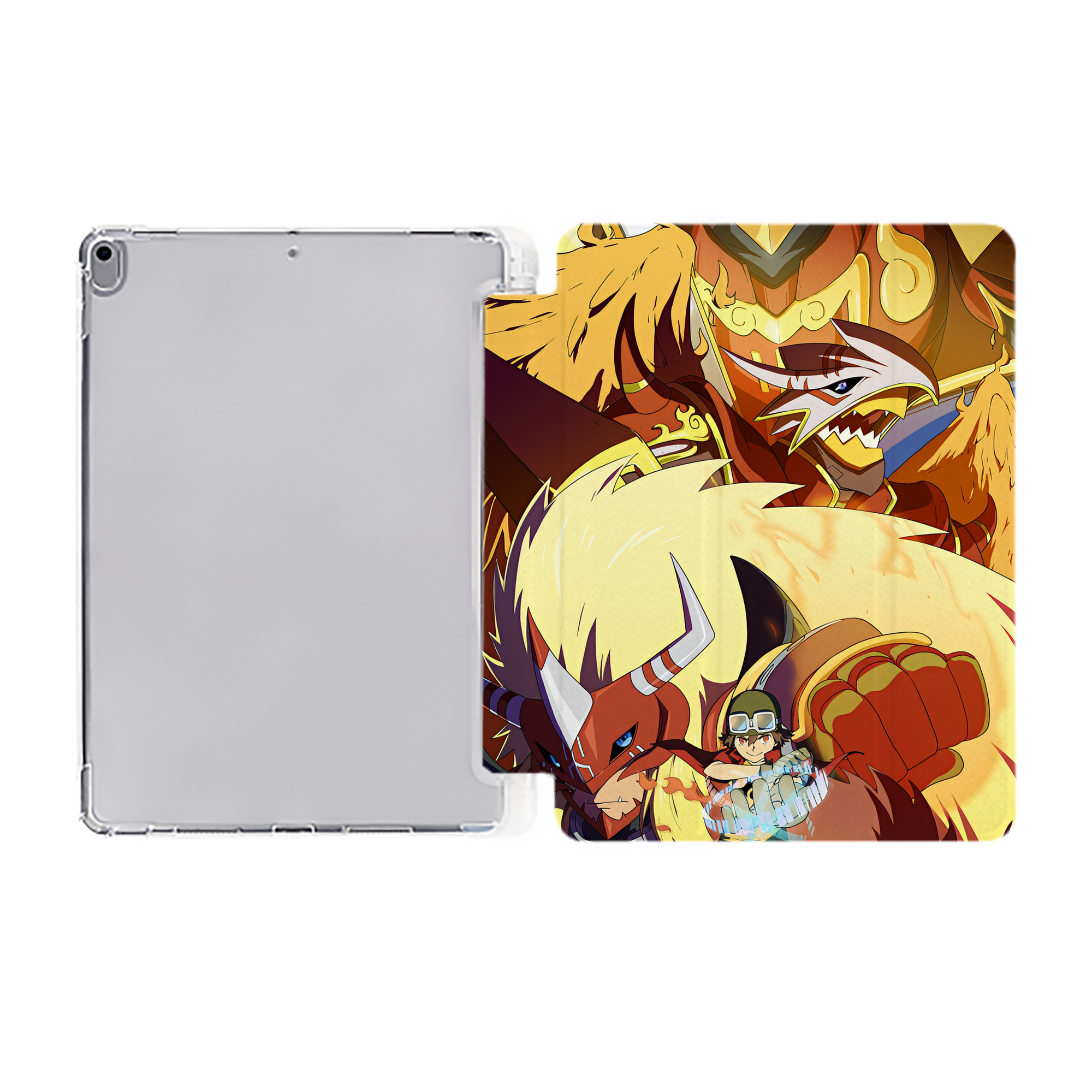 （画像用） Digimon デジタルモンスター/デジモン IPad ケース ペン収納付き 三つ折りスタンド PUレザー×シリコン 対応機種9.5/10.5/10.9インチ